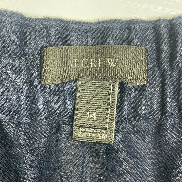 J. Crew Easy Pant High Rise Stretch Linen Mid-Rise Ankle Trouser Navy 14 - Picture 8 of 9
